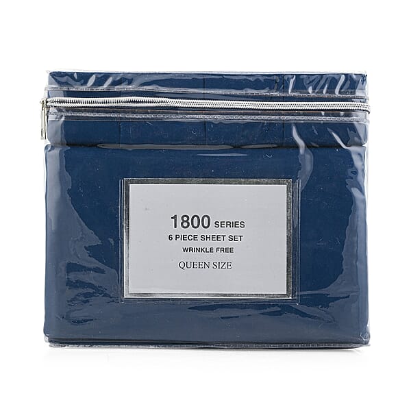 Shop Lc Closeout American Thread Collection 6pc Navy Microfiber Sheet Set -Twin