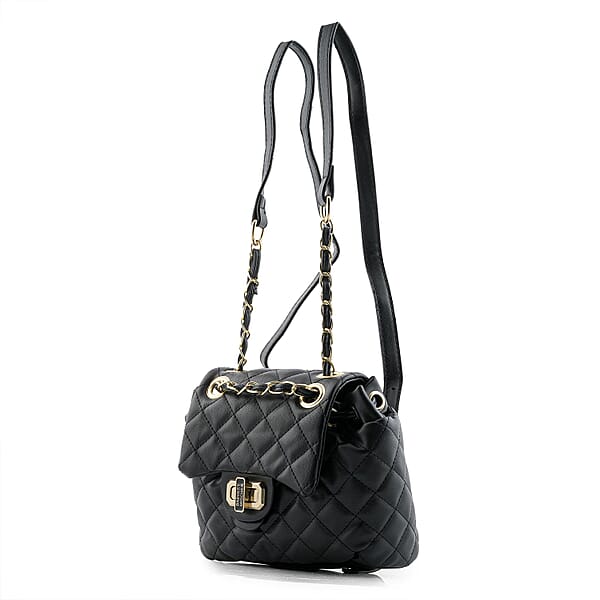 Shop Lc Closeout Badgley Mischka Black Vegan Leather Quilted Backpack