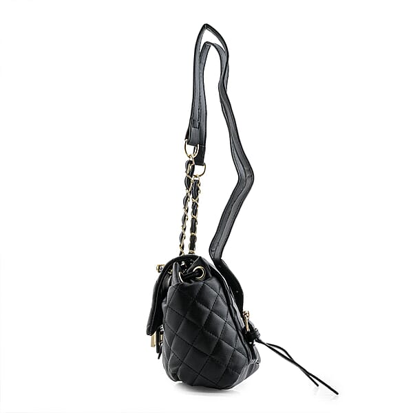 Shop Lc Closeout Badgley Mischka Black Vegan Leather Quilted Backpack