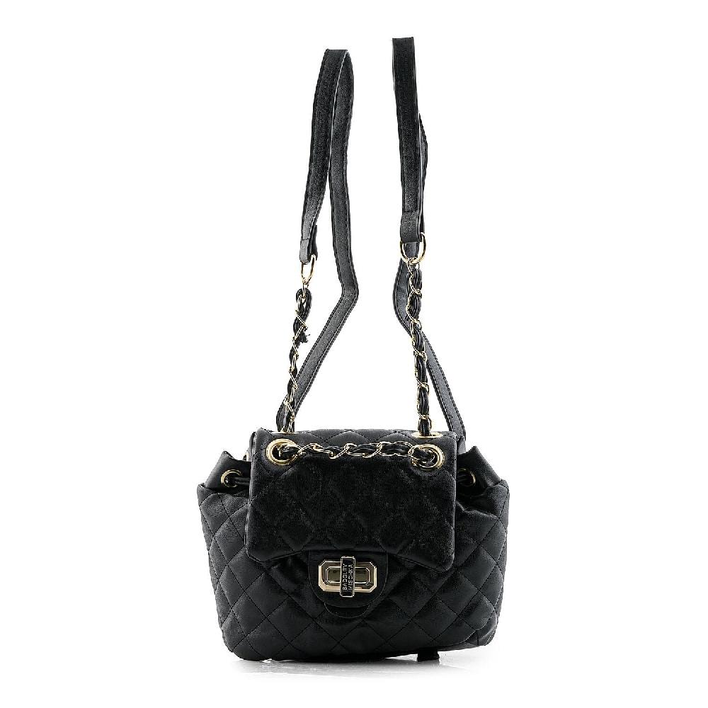 shop lc Closeout Badgley Mischka Black Vegan Leather Quilted Backpack