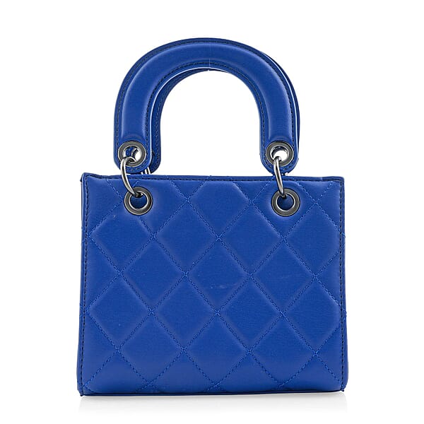 Shop Lc Closeout Badgley Mischka Blue Vegan Leather Quilted Shoulder Bag