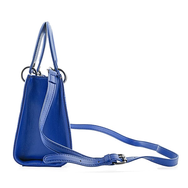 Shop Lc Closeout Badgley Mischka Blue Vegan Leather Quilted Shoulder Bag