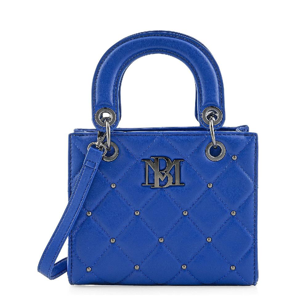 shop lc Closeout Badgley Mischka Blue Vegan Leather Quilted Shoulder Bag