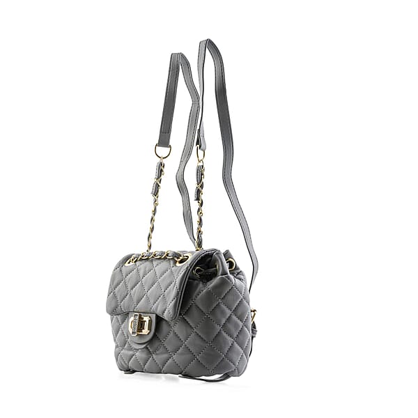 Shop Lc Closeout Badgley Mischka Gray Vegan Leather Quilted Backpack