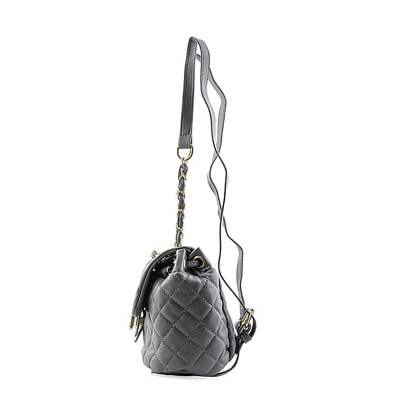 Shop Lc Closeout Badgley Mischka Gray Vegan Leather Quilted Backpack