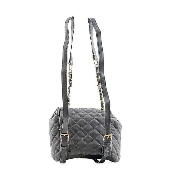Shop Lc Closeout Badgley Mischka Gray Vegan Leather Quilted Backpack