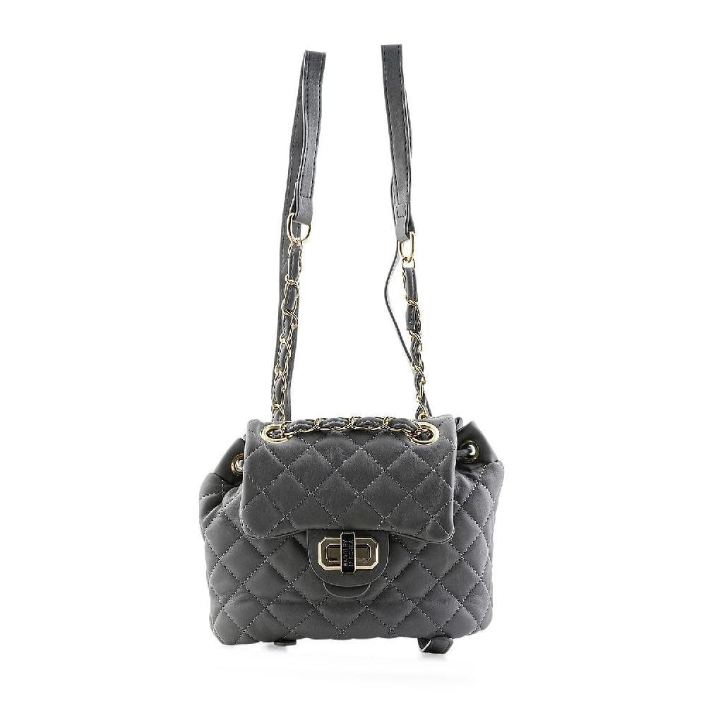 shop lc Closeout Badgley Mischka Gray Vegan Leather Quilted Backpack