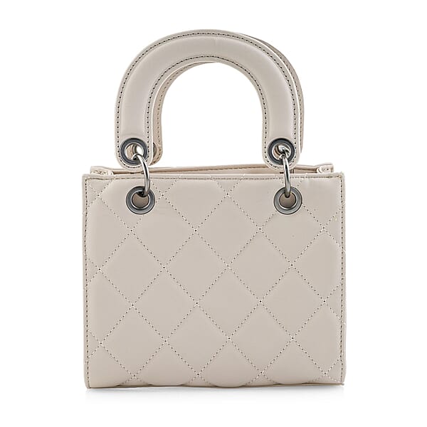 Shop Lc Closeout Badgley Mischka Ivory Vegan Leather Quilted Shoulder Bag