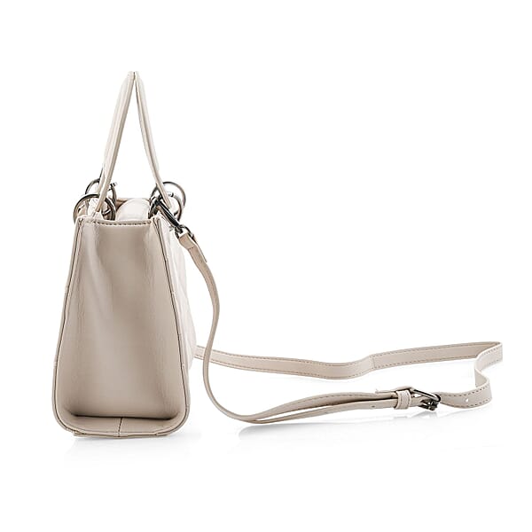 Shop Lc Closeout Badgley Mischka Ivory Vegan Leather Quilted Shoulder Bag