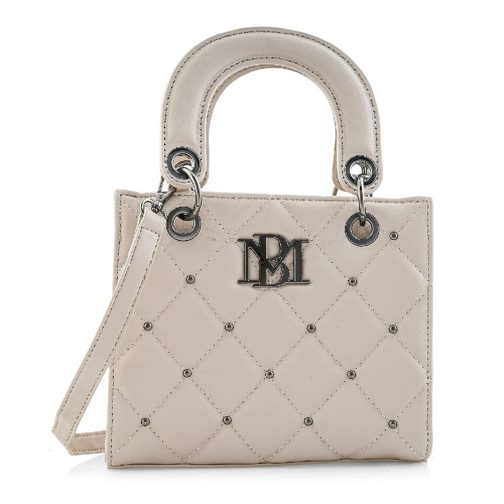 shop lc Closeout Badgley Mischka Ivory Vegan Leather Quilted Shoulder Bag