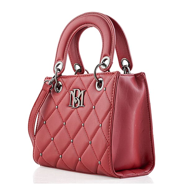 Shop Lc Closeout Badgley Mischka Red Vegan Leather Quilted Shoulder Bag