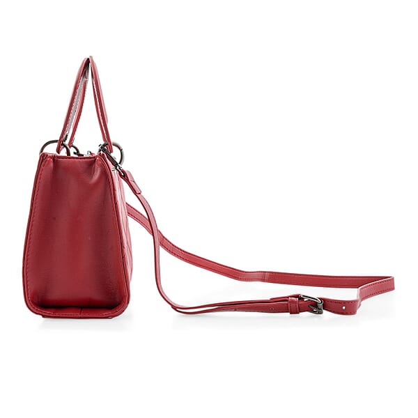 Shop Lc Closeout Badgley Mischka Red Vegan Leather Quilted Shoulder Bag
