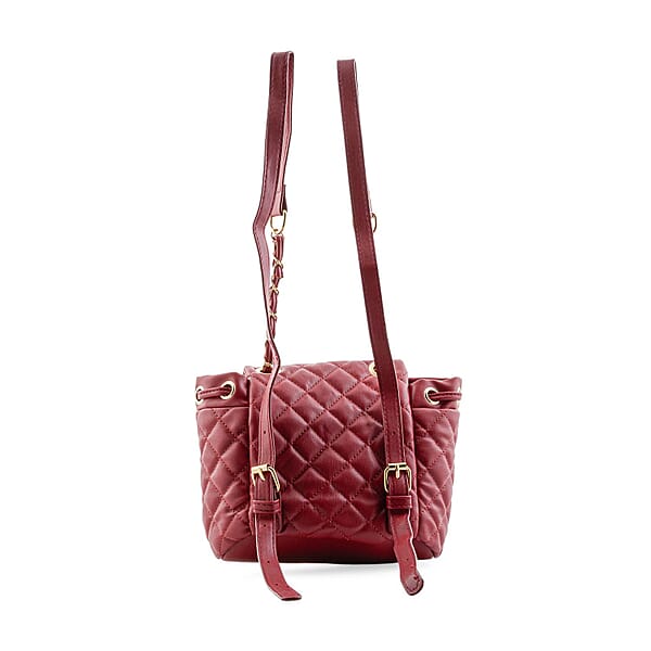 Shop Lc Closeout Badgley Mischka Red Vegan Leather Quilted Backpack