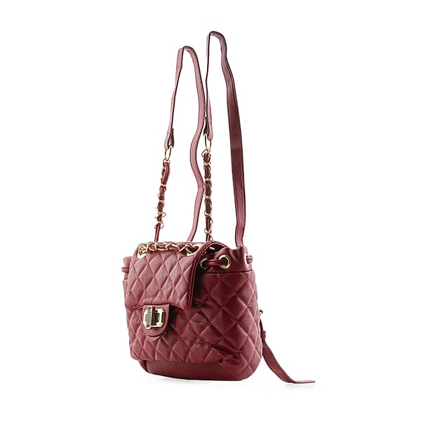 Shop Lc Closeout Badgley Mischka Red Vegan Leather Quilted Backpack