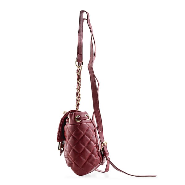Shop Lc Closeout Badgley Mischka Red Vegan Leather Quilted Backpack