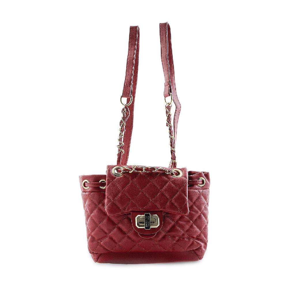 shop lc Closeout Badgley Mischka Red Vegan Leather Quilted Backpack
