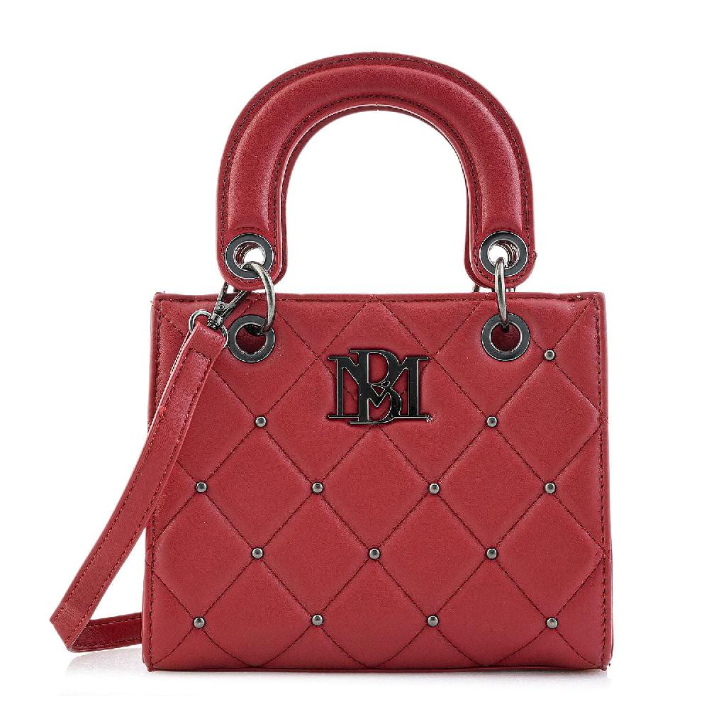 shop lc Closeout Badgley Mischka Red Vegan Leather Quilted Shoulder Bag