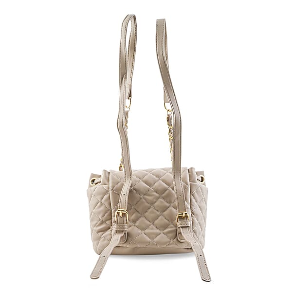 Shop Lc Closeout Badgley Mischka Taupe Vegan Leather Quilted Backpack