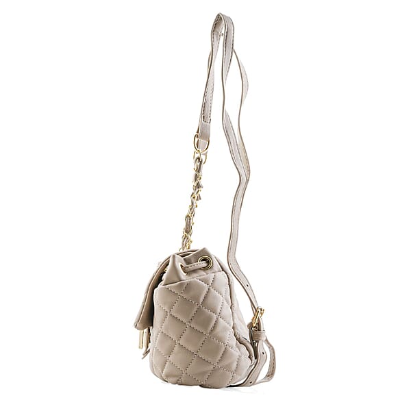 Shop Lc Closeout Badgley Mischka Taupe Vegan Leather Quilted Backpack