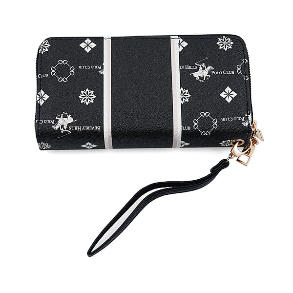 Shop Lc Closeout Beverly Hills Polo Club Black Faux Leather Multi Pattern Wristlet Wallet