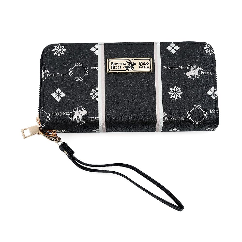 shop lc Closeout Beverly Hills Polo Club Black Faux Leather Multi Pattern Wristlet Wallet