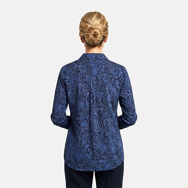 Shop Lc Closeout Casa Cabana Black Periwinkle Long Sleeve Blouse -L