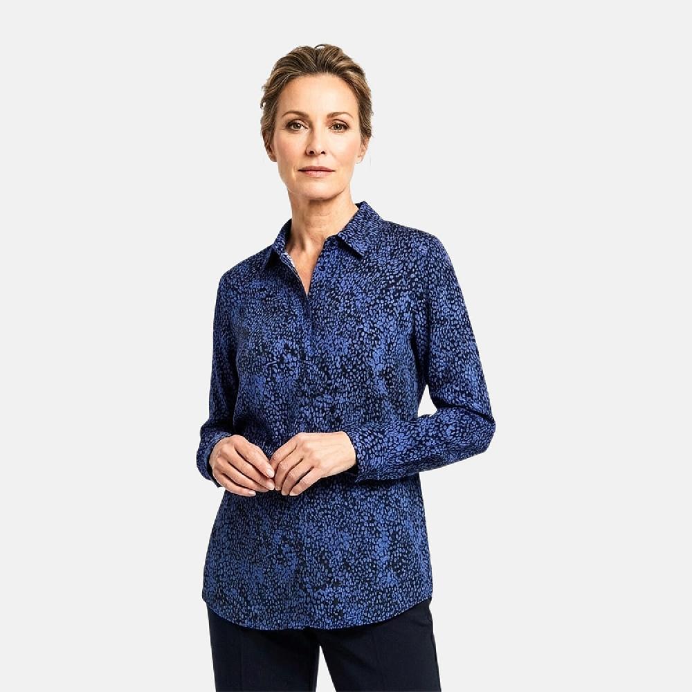 shop lc Closeout Casa Cabana Black Periwinkle Long Sleeve Blouse -L