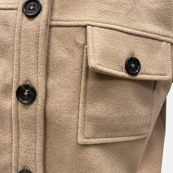Shop Lc Closeout Christopher & Banks Khaki Patch Pocket Button Front Shacket - Large