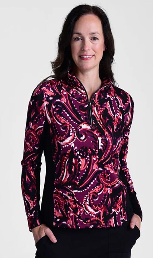 shop lc Closeout Christopher & Banks Purple Relaxed Restyled Quarter Zip Mock Neck Top - Large