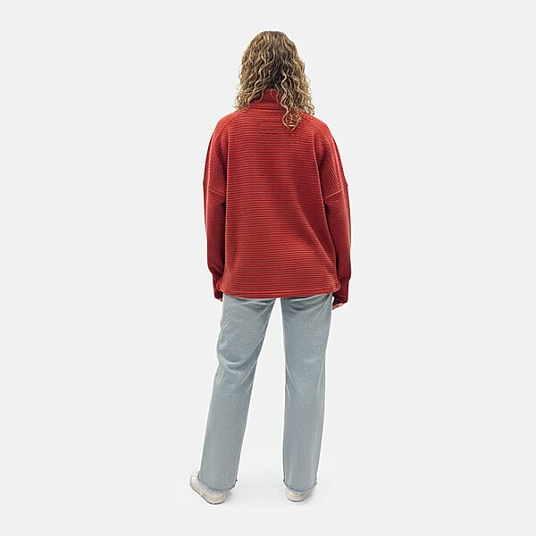 Shop Lc Closeout Christopher & Banks Red Knit Corduroy Half Zip Top - 2X