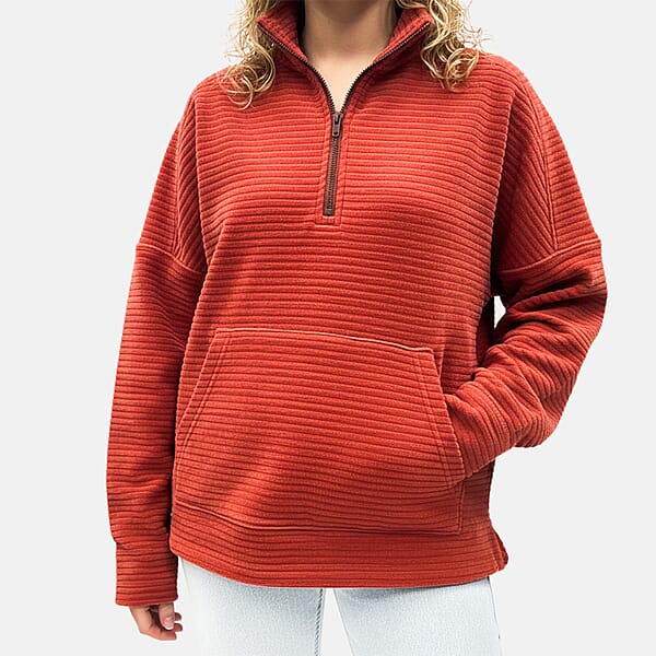 Shop Lc Closeout Christopher & Banks Red Knit Corduroy Half Zip Top - 2X