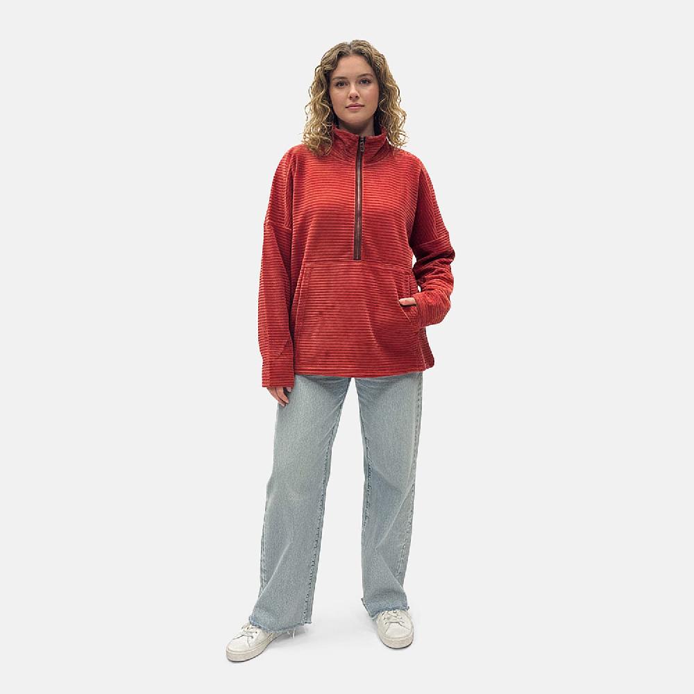 shop lc Closeout Christopher & Banks Red Knit Corduroy Half Zip Top - 2X