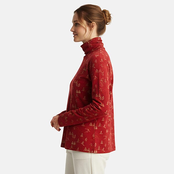 Shop Lc Closeout Christopher & Banks Red Ski Print Turtleneck Tee - XL