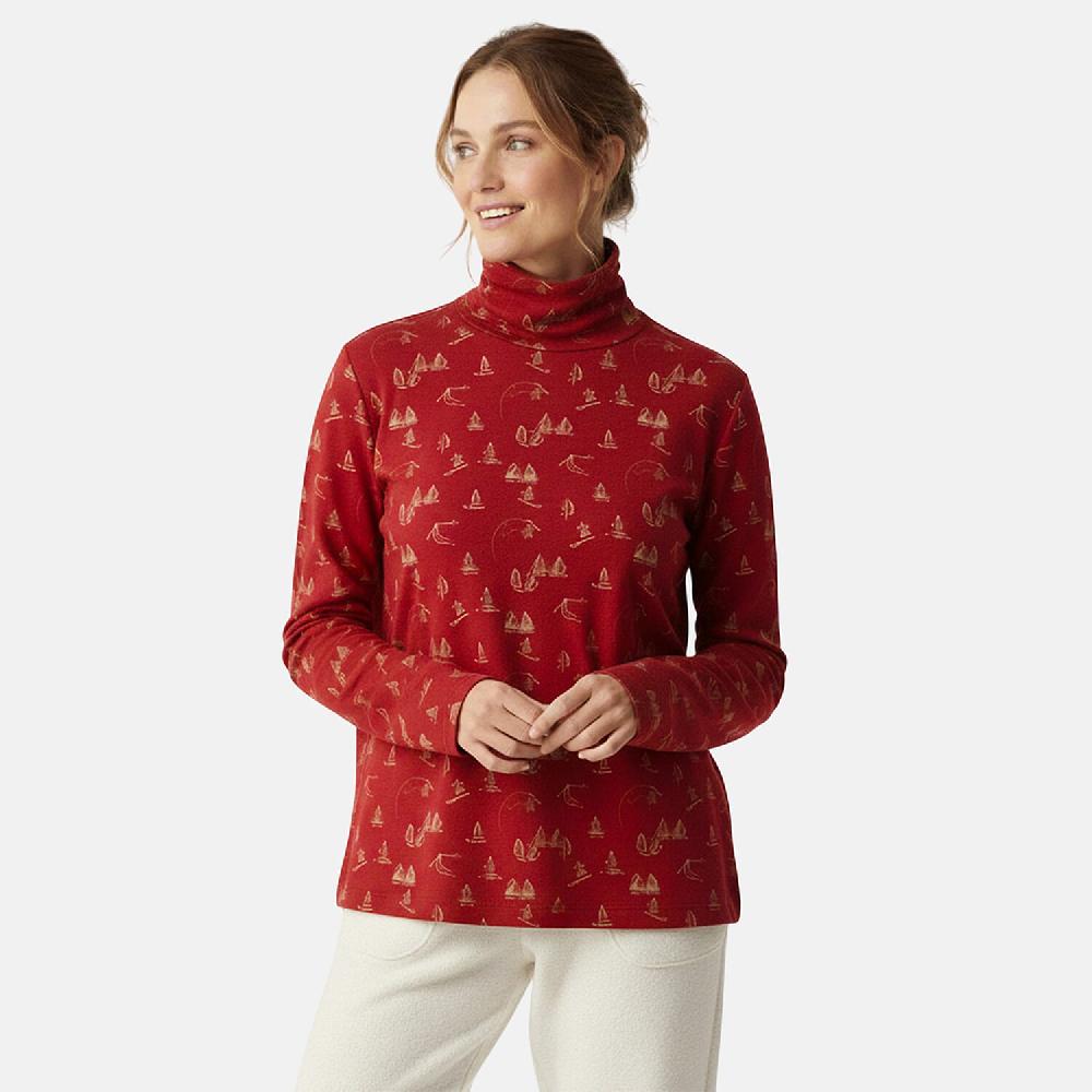 shop lc Closeout Christopher & Banks Red Ski Print Turtleneck Tee - XL