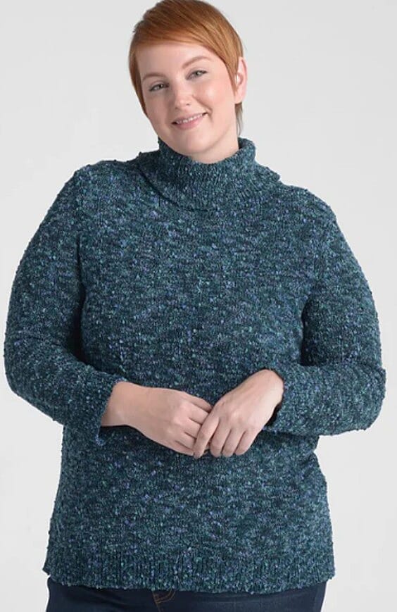 shop lc Closeout Christopher & Banks Teal Speckled Turtleneck Sweater - 1X