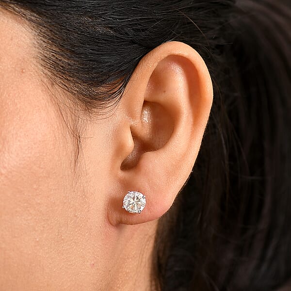 Shop Lc Closeout Deal SGL Certified Luxuriant Lab Grown Diamond G-H SI 3.00 Ctw Solitaire Stud Earrings In 14K White Gold