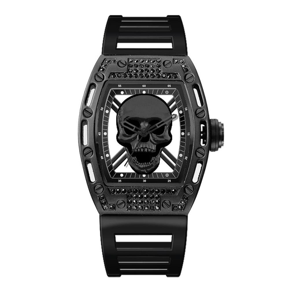 shop lc Closeout Ed Hardy Skull Watch in Dark Silvertone
