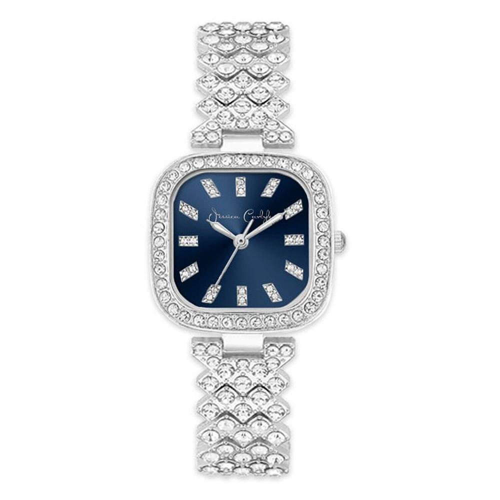 shop lc Closeout Jessica Carlyle Blue Dial Watch in Silvertone
