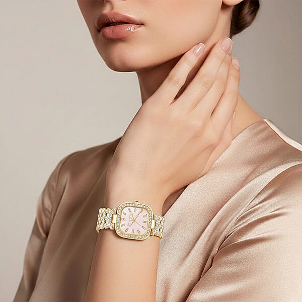 Shop Lc Closeout Jessica Carlyle Square Watch In Goldtone
