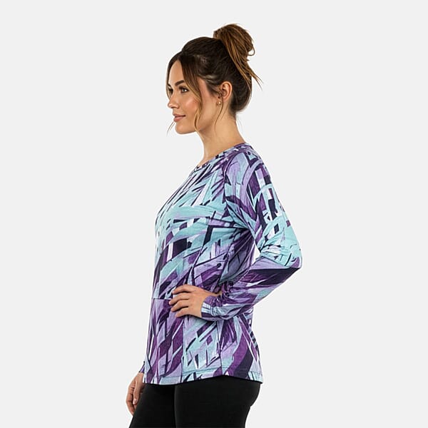 Shop Lc CLOSEOUT JONES NEW YORK Purple Palm Brushed Microfiber Long Sleeve With Kangaroo Pocket - L