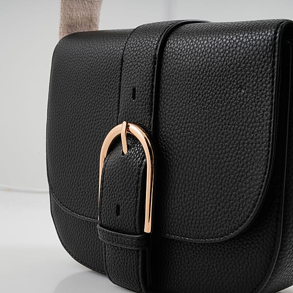 Shop Lc Closeout Loume Black Faux Leather Saddle Crossbody Bag