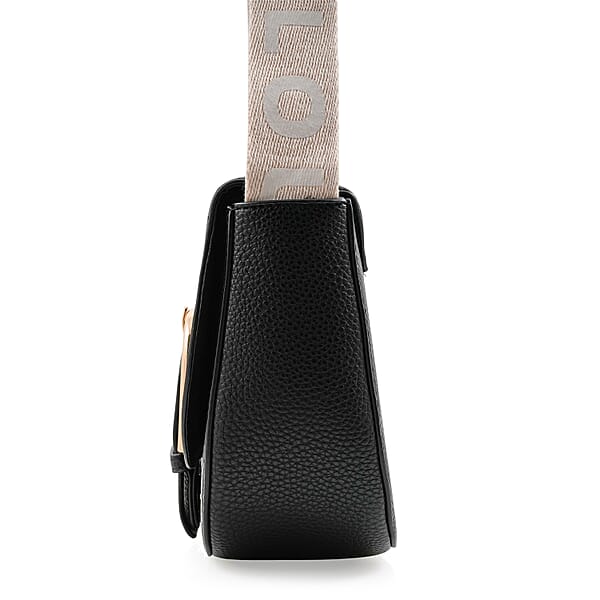 Shop Lc Closeout Loume Black Faux Leather Saddle Crossbody Bag