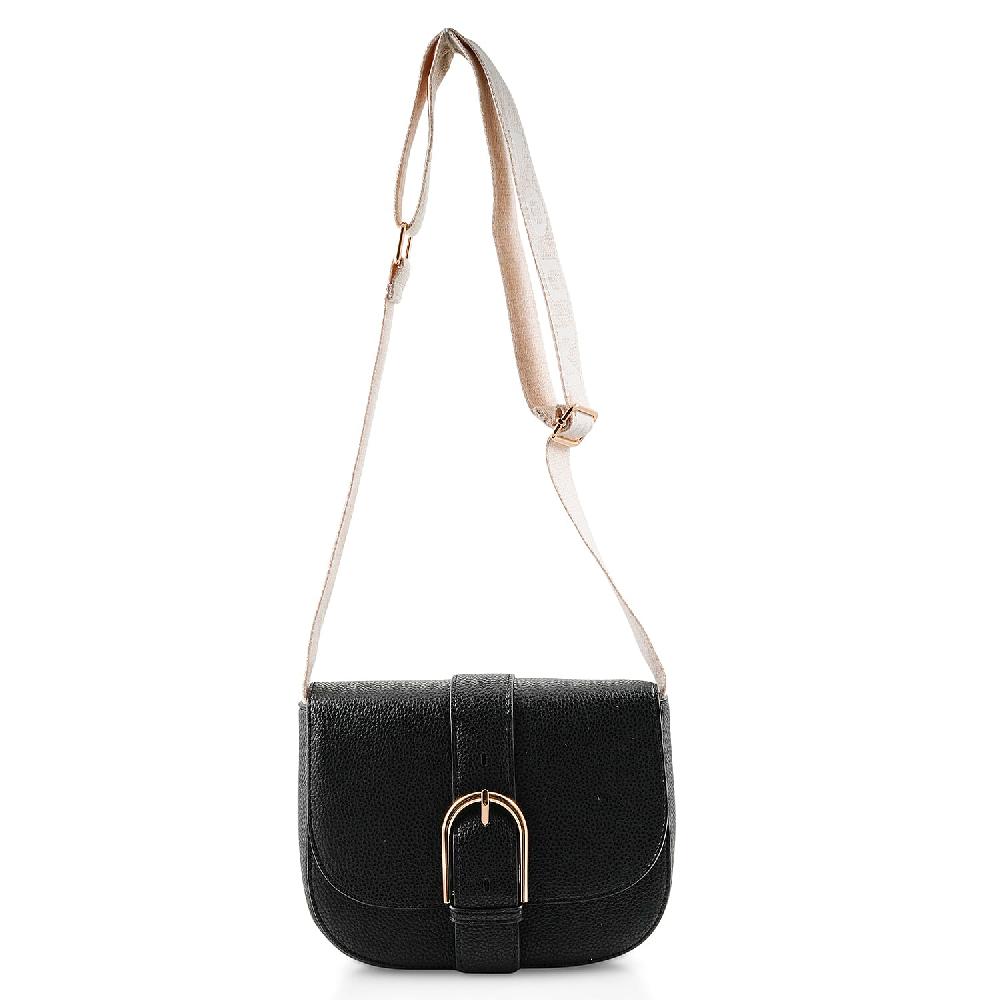 shop lc Closeout Loume Black Faux Leather Saddle Crossbody Bag
