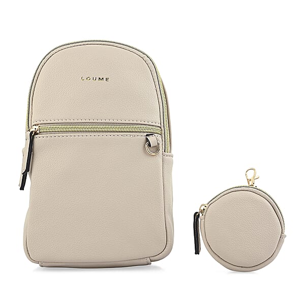 Shop Lc Closeout Loume Taupe Sling Bag With Detachable Pouch