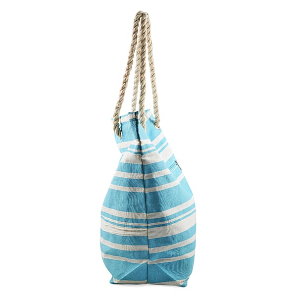 Shop Lc Closeout Preferred Nation Blue Striped Cotton Tote Bag