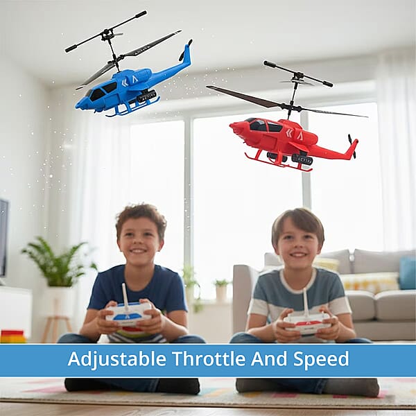 Shop Lc Closeout Set Of 2 Mini Helicopters With Remote Control – Blue & Red