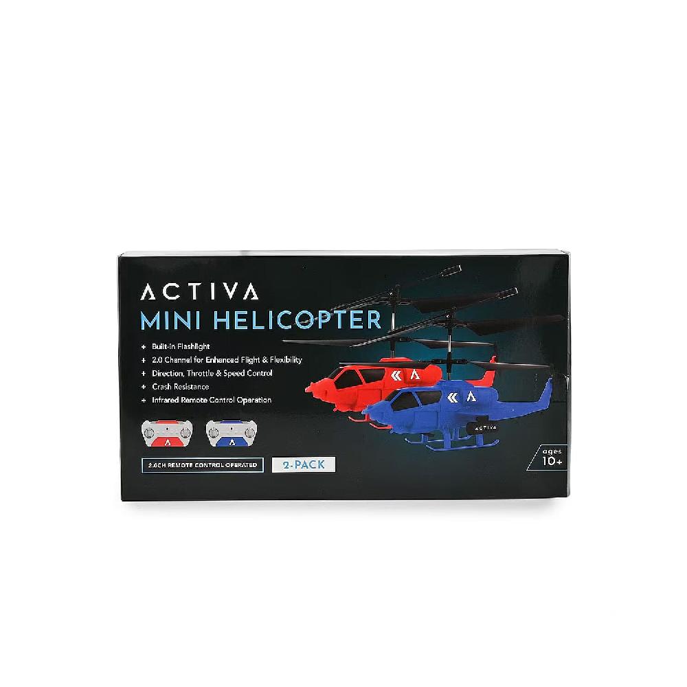shop lc Closeout Set of 2 Mini Helicopters with Remote Control – Blue & Red