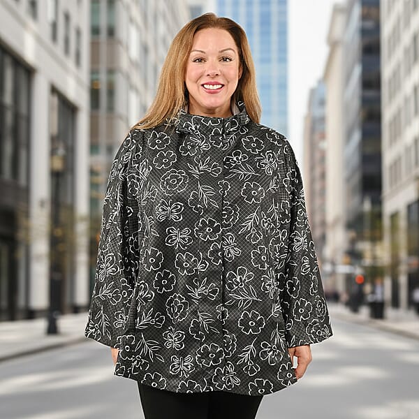 Shop Lc Closeout ShedRain GOGO Women's Raincoat Poncho - Black Floral Size S/M