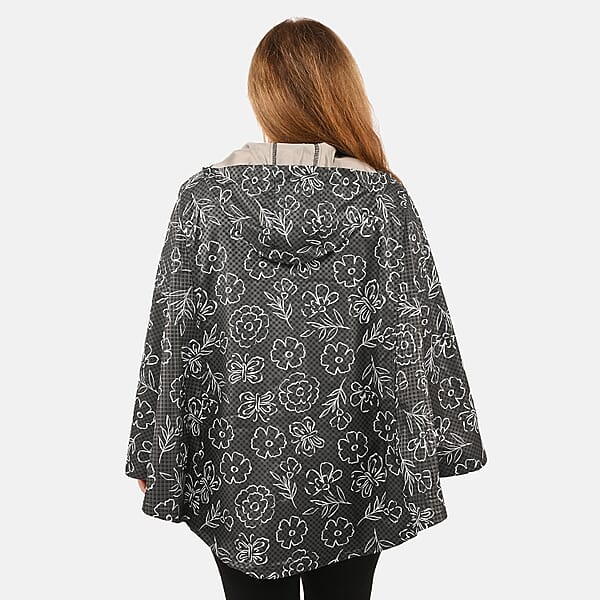 Shop Lc Closeout ShedRain GOGO Women's Raincoat Poncho - Black Floral Size S/M