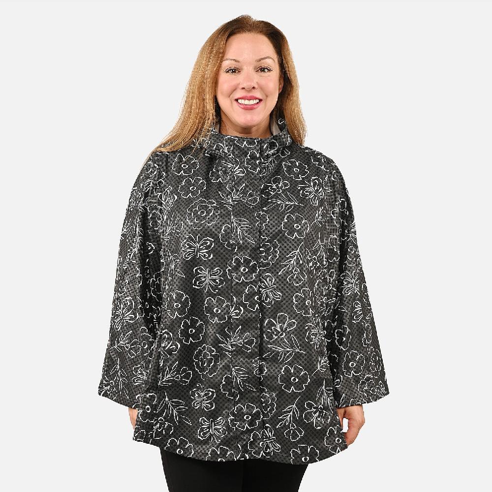 shop lc Closeout ShedRain GOGO Women's Raincoat Poncho - Black Floral Size S/M